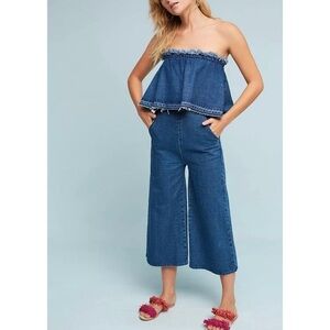 Anthropologie Hei Hei Tiered Denim Jumpsuit